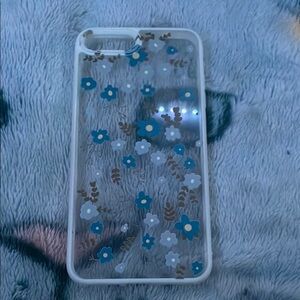 Blue and Brown Beaded Phone Case with Aquatic Design